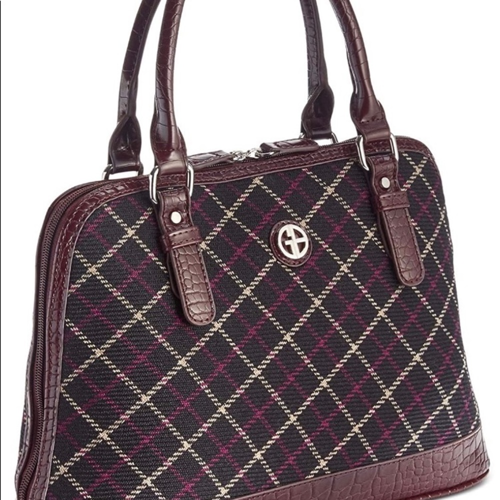 Giani Bernini Black Plaid Croco Dome Satchel NWT